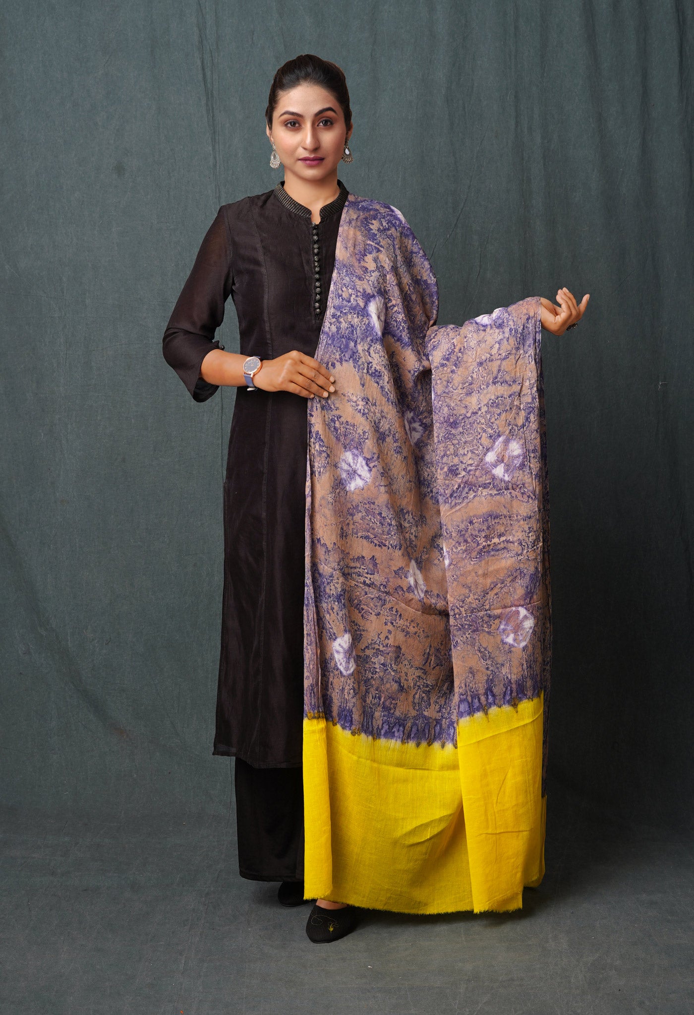 Yellow Pure Bandhani Printed Cotton Dupatta