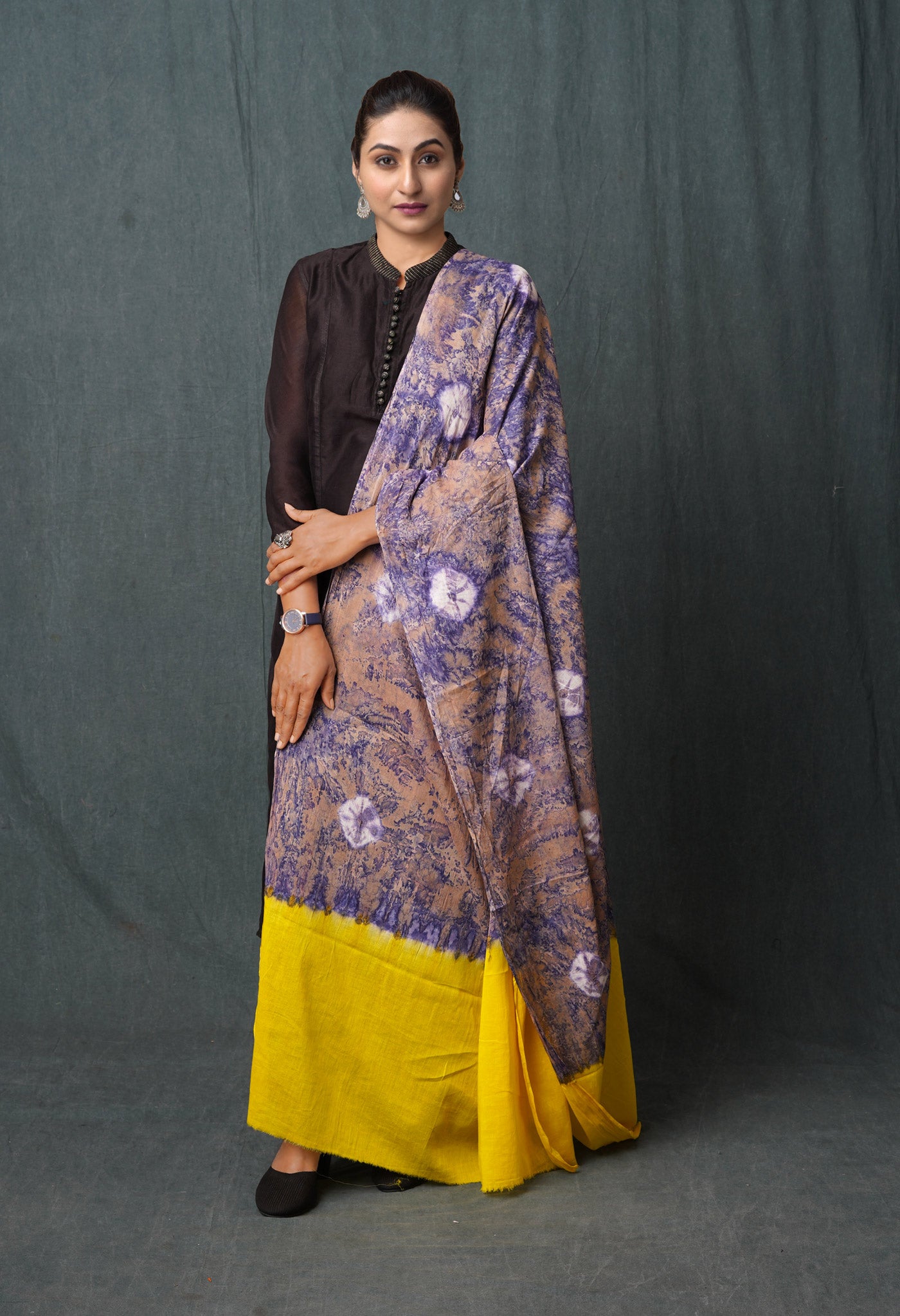 Yellow Pure Bandhani Printed Cotton Dupatta