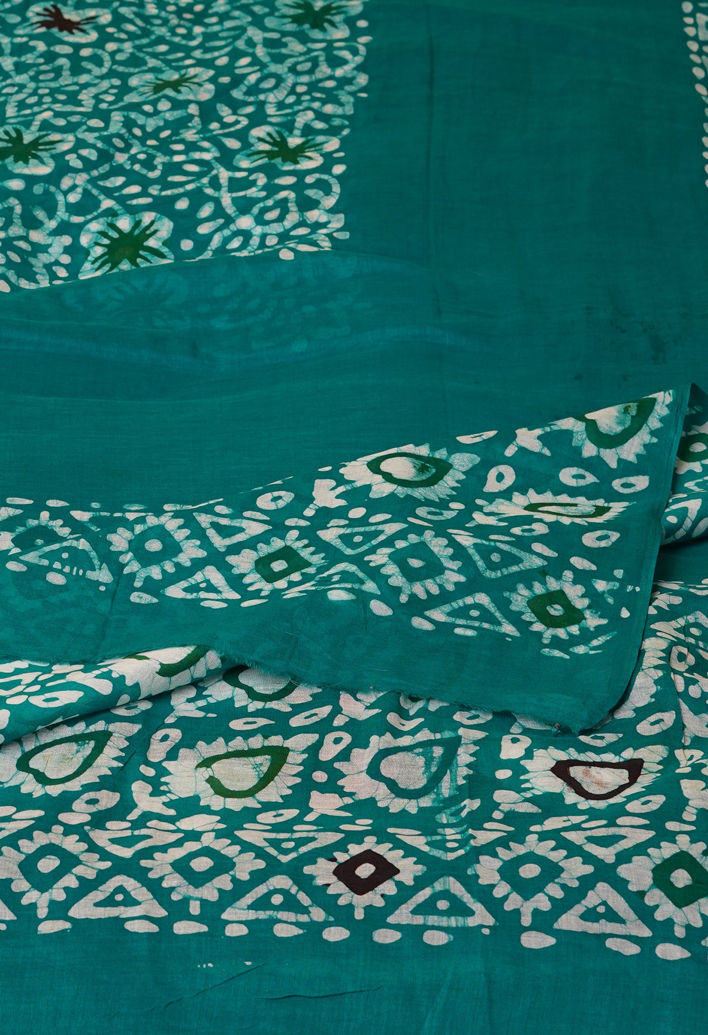 Green Pure Wax Batik Printed Superfine Mulmul Cotton Dupatta