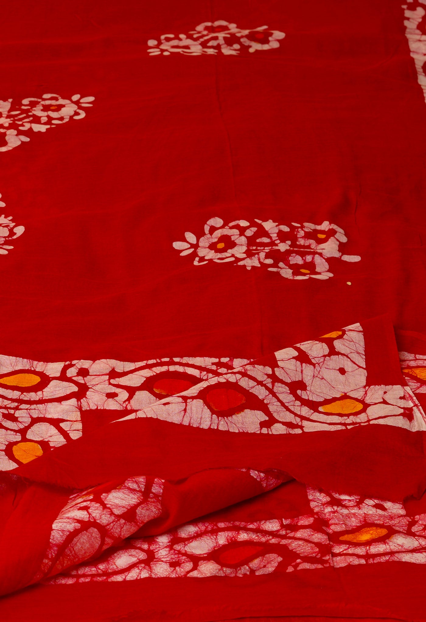 Red Pure Wax Batik Printed Superfine Mulmul Cotton Dupatta