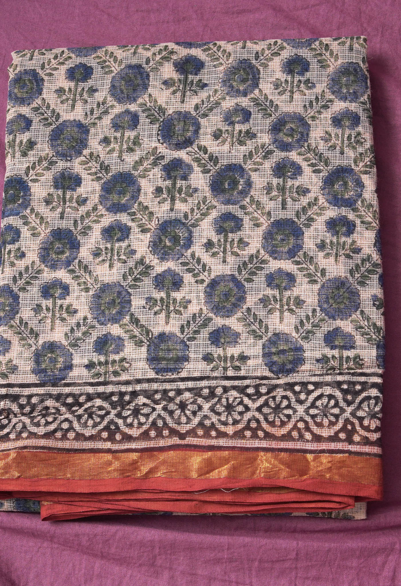 Pure Jaipur Bagru Block Printed Kota Cotton Saree-ULAC0001/71-10