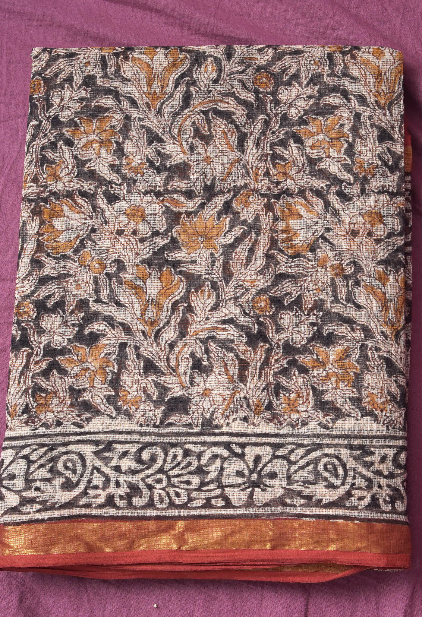 Pure Jaipur Bagru Block Printed Kota Cotton Saree-ULAC0001/71-9