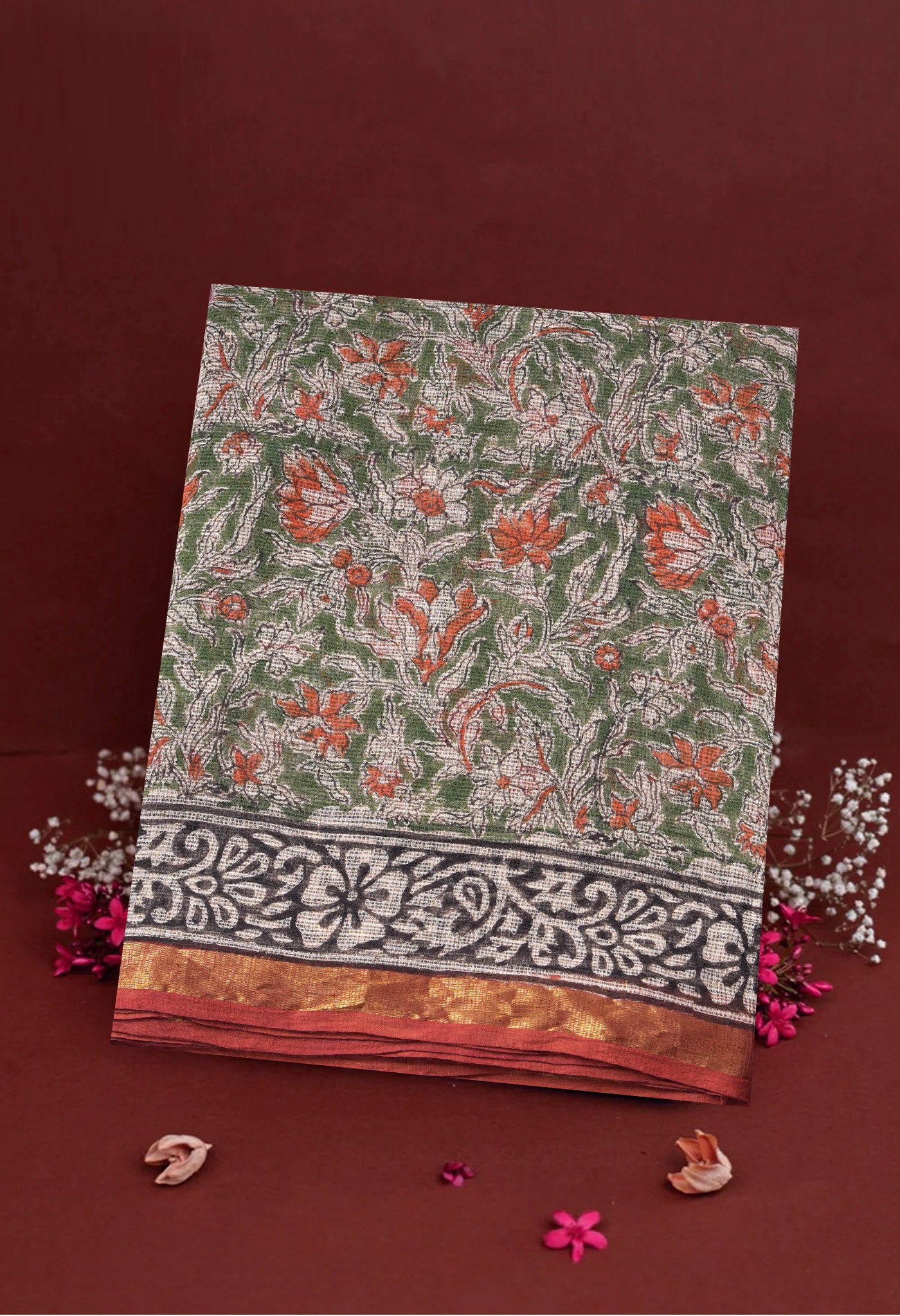 Pure Jaipur Bagru Block Printed Kota Cotton Saree-ULAC0001/71-23