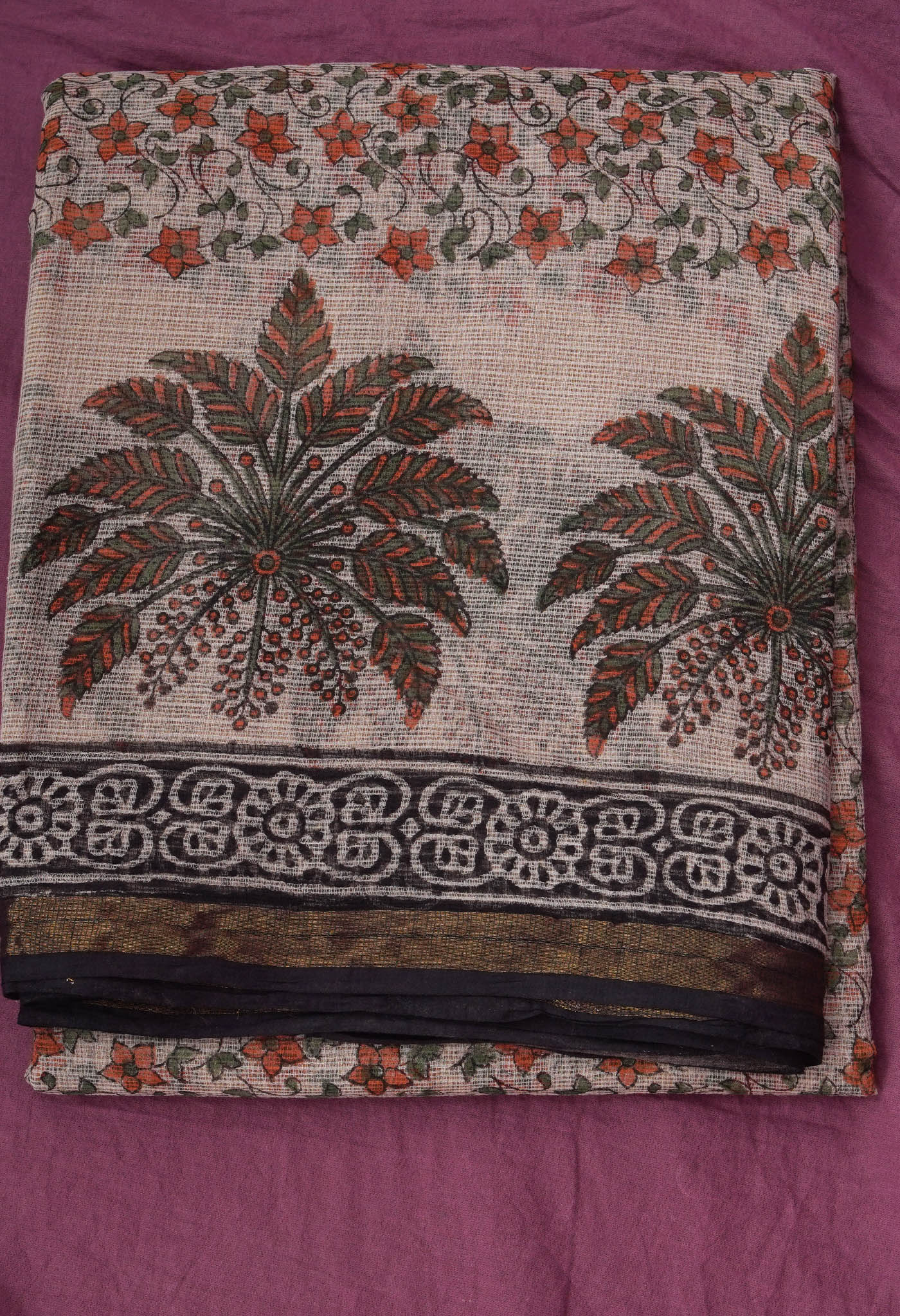 Pure Jaipur Bagru Block Printed Kota Cotton Saree-ULAC0001/71-13