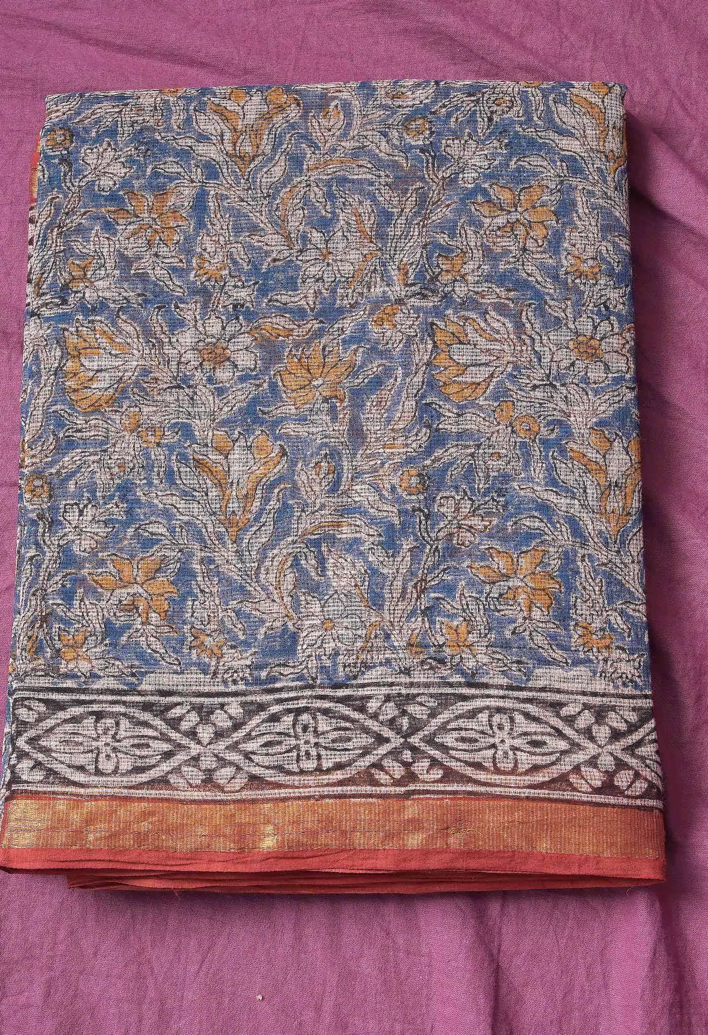 Pure Jaipur Bagru Block Printed Kota Cotton Saree-ULAC0001/71-15