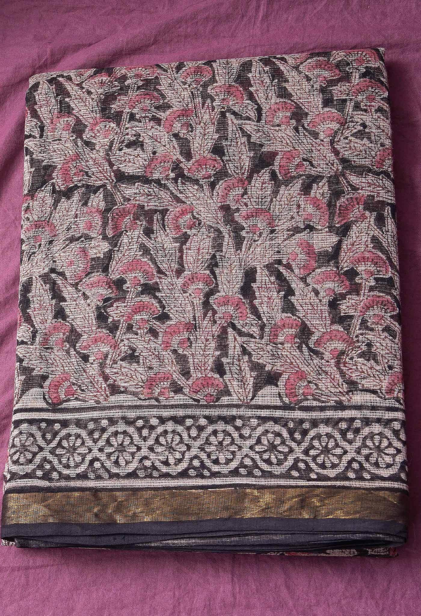 Pure Jaipur Bagru Block Printed Kota Cotton Saree-ULAC0001/71-17