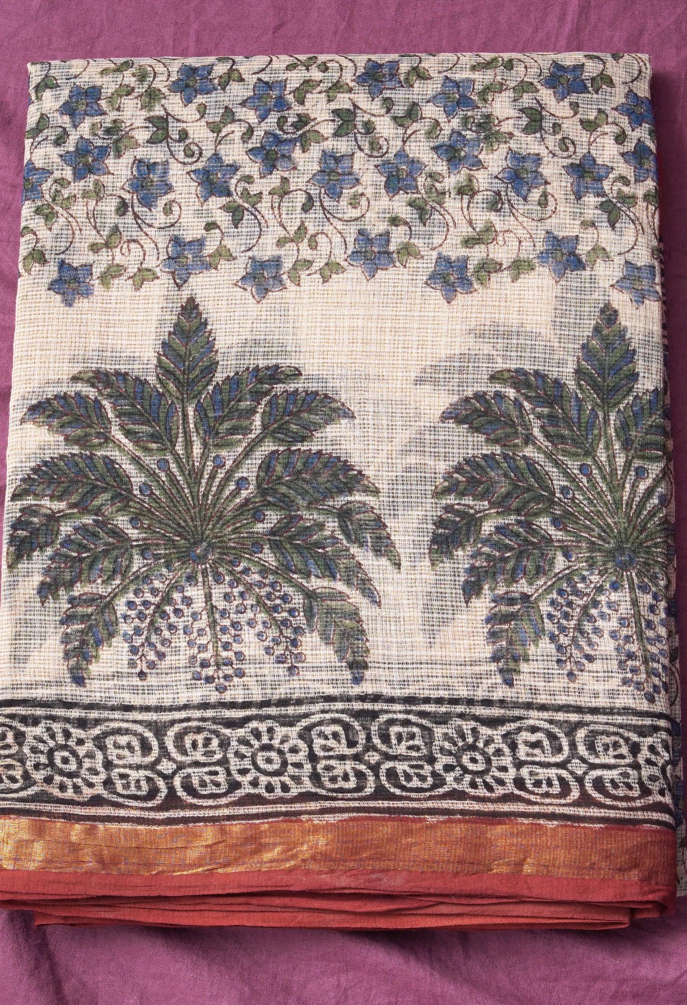 Pure Jaipur Bagru Block Printed Kota Cotton Saree-ULAC0001/71-19