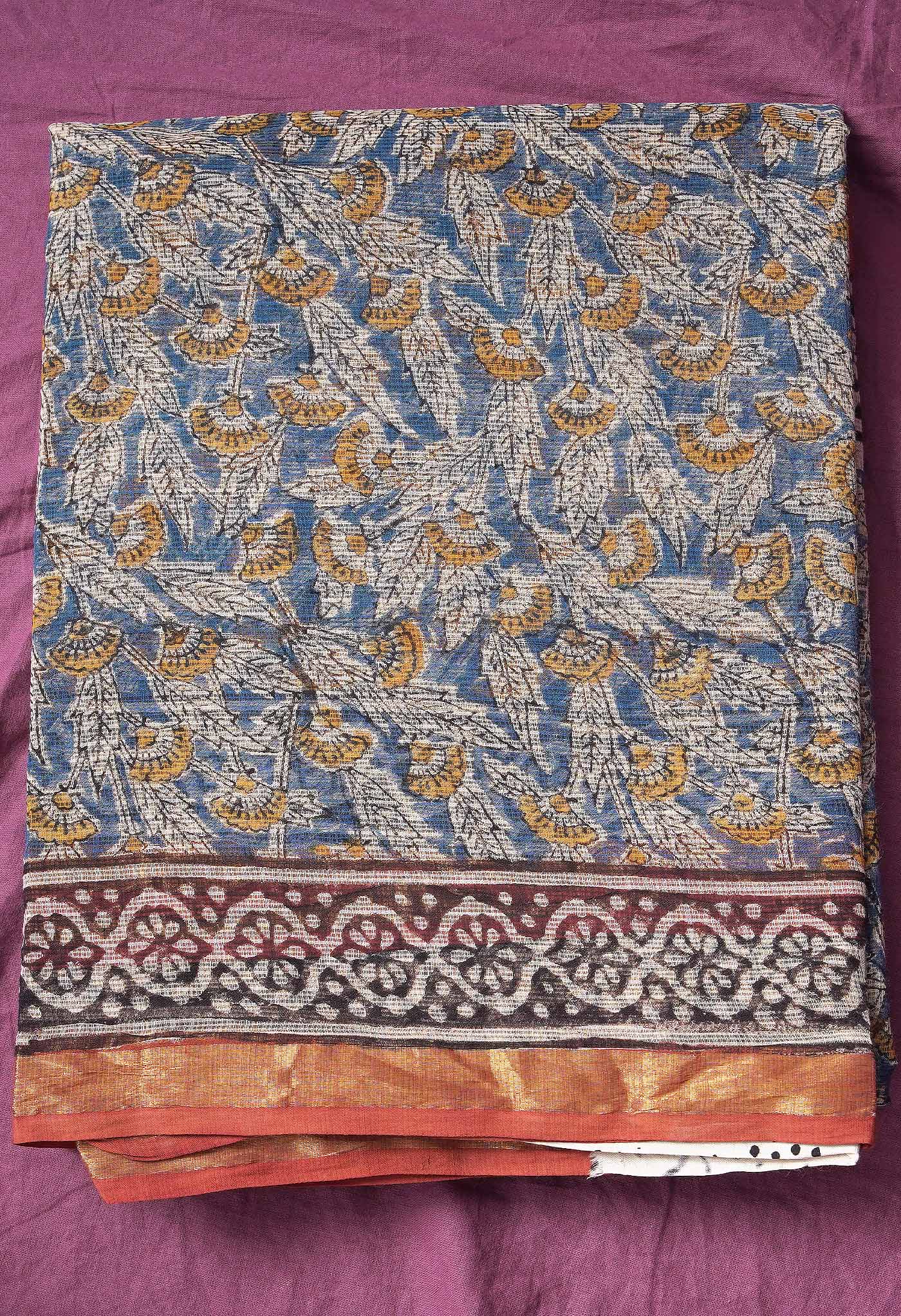 Pure Jaipur Bagru Block Printed Kota Cotton Saree-ULAC0001/71-21