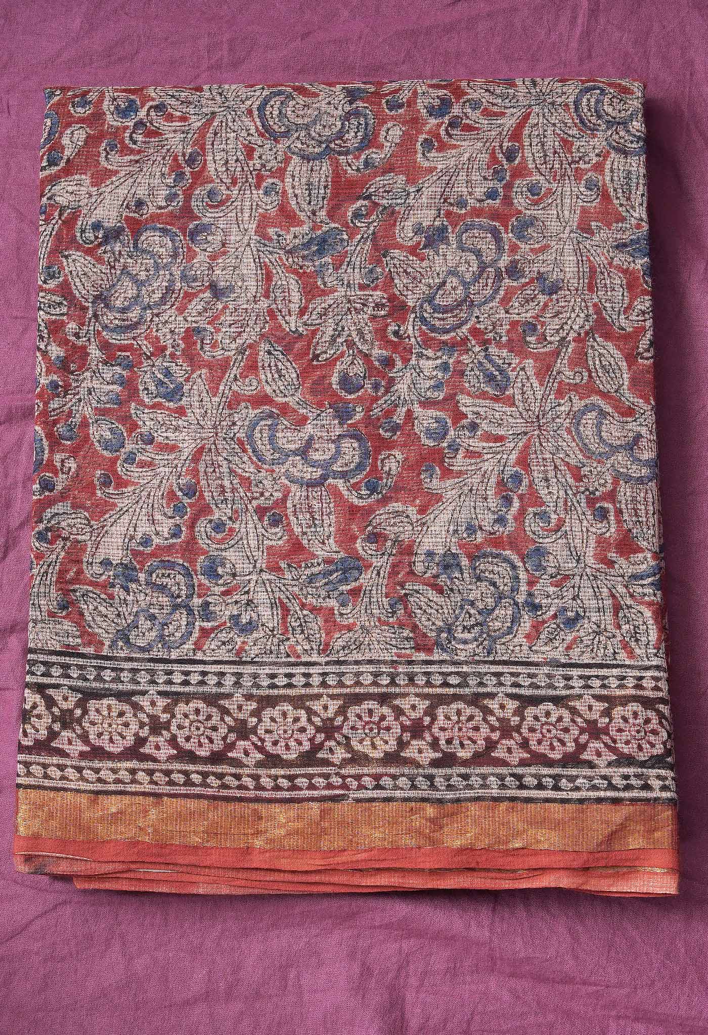Pure Jaipur Bagru Block Printed Kota Cotton Saree-ULAC0001/71-22