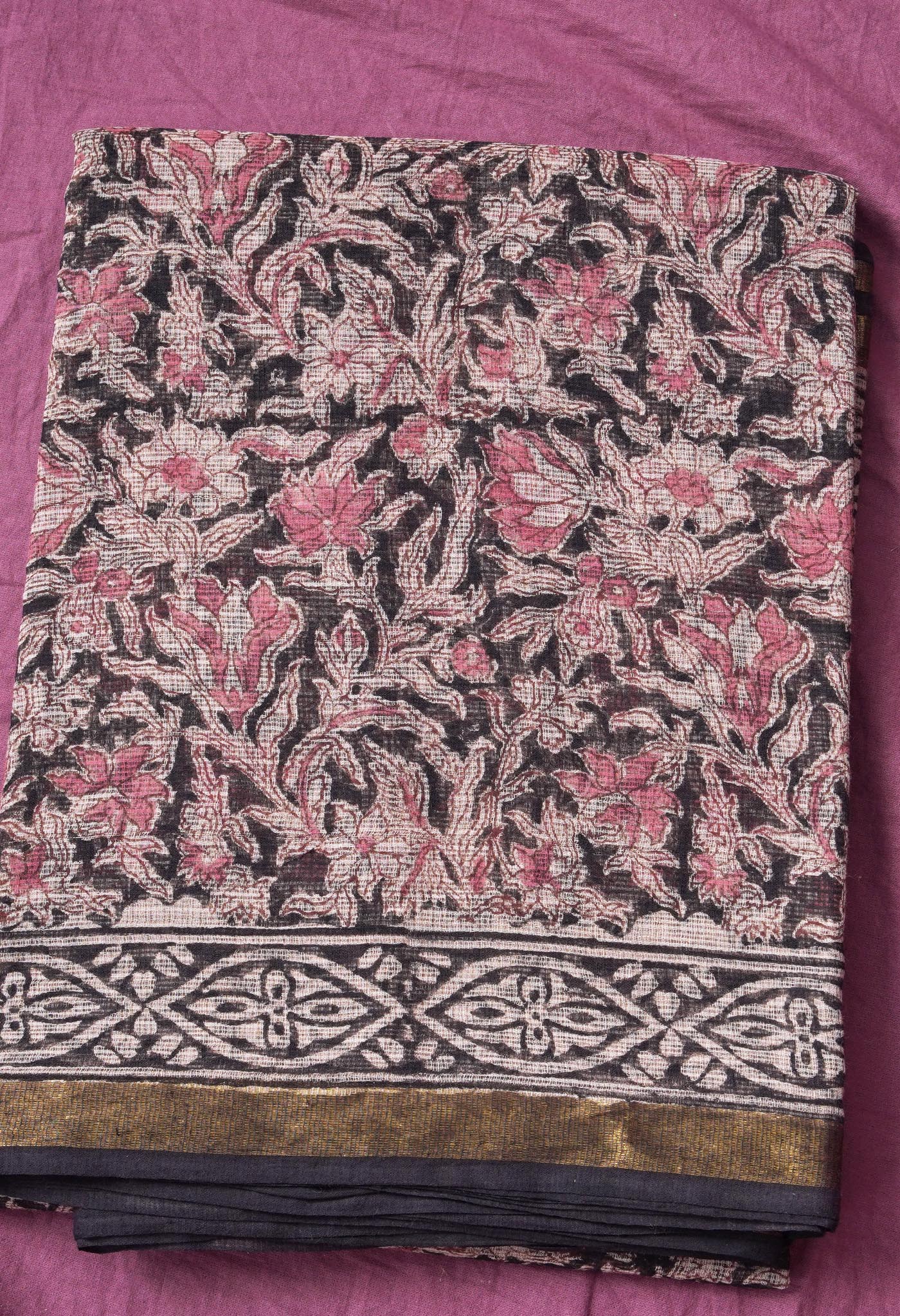 Pure Jaipur Bagru Block Printed Kota Cotton Saree-ULAC0001/71-28