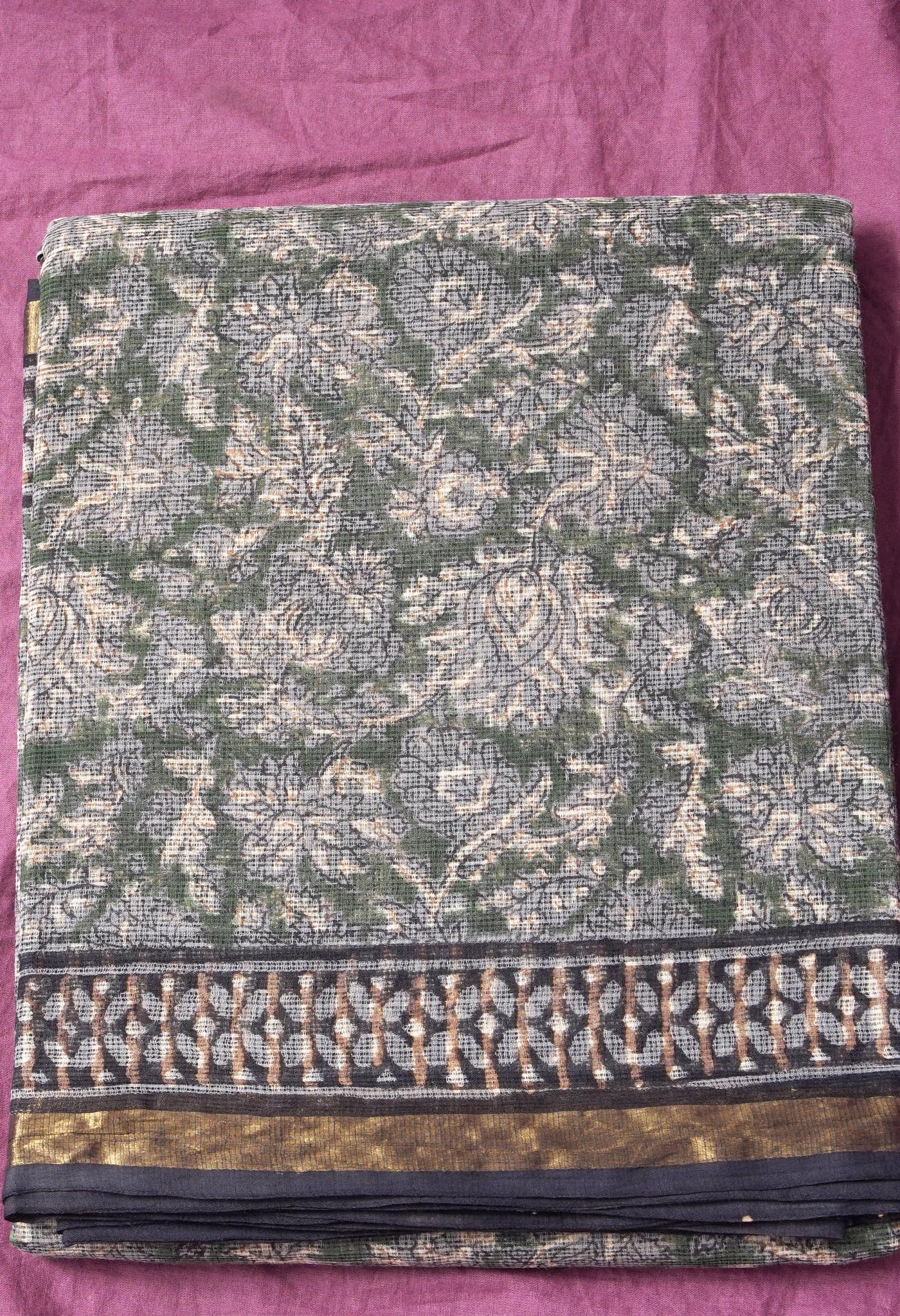 Pure Jaipur Bagru Block Printed Kota Cotton Saree-ULAC0001/71-33