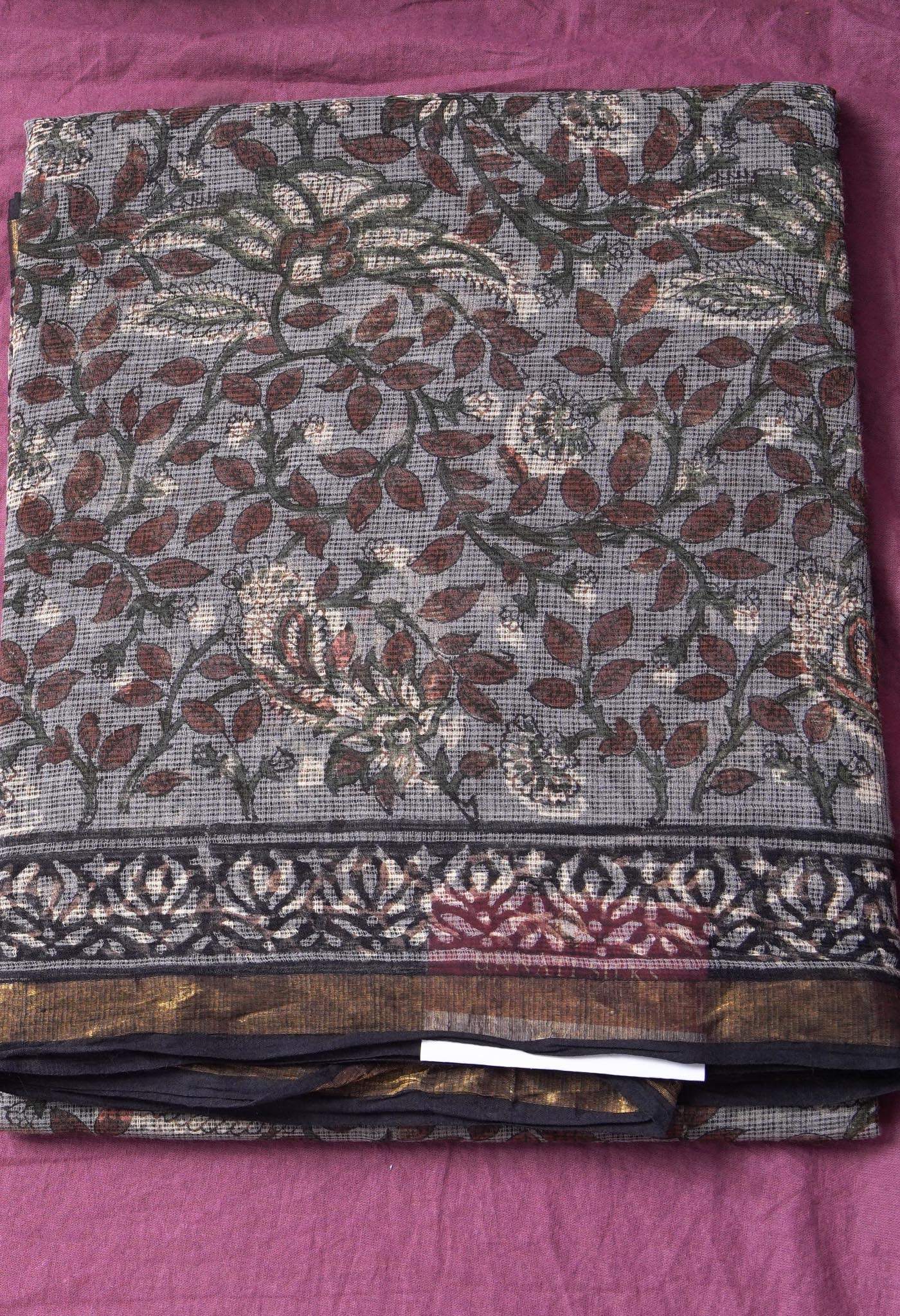 Pure Jaipur Bagru Block Printed Kota Cotton Saree-ULAC0001/71-35