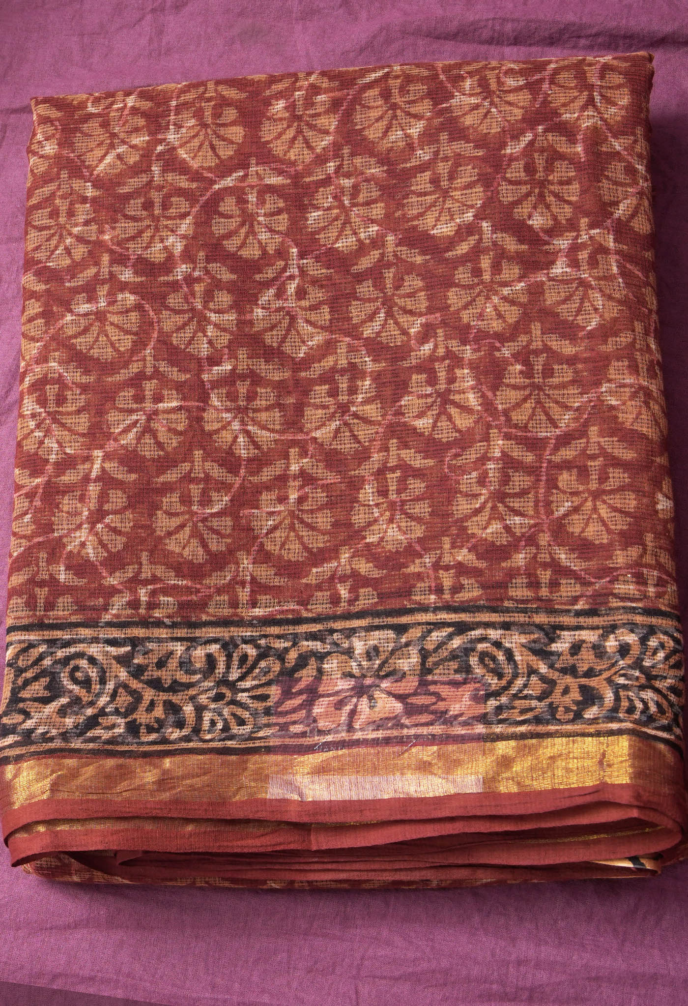Pure Jaipur Bagru Block Printed Kota Cotton Saree-ULAC0001/71-37