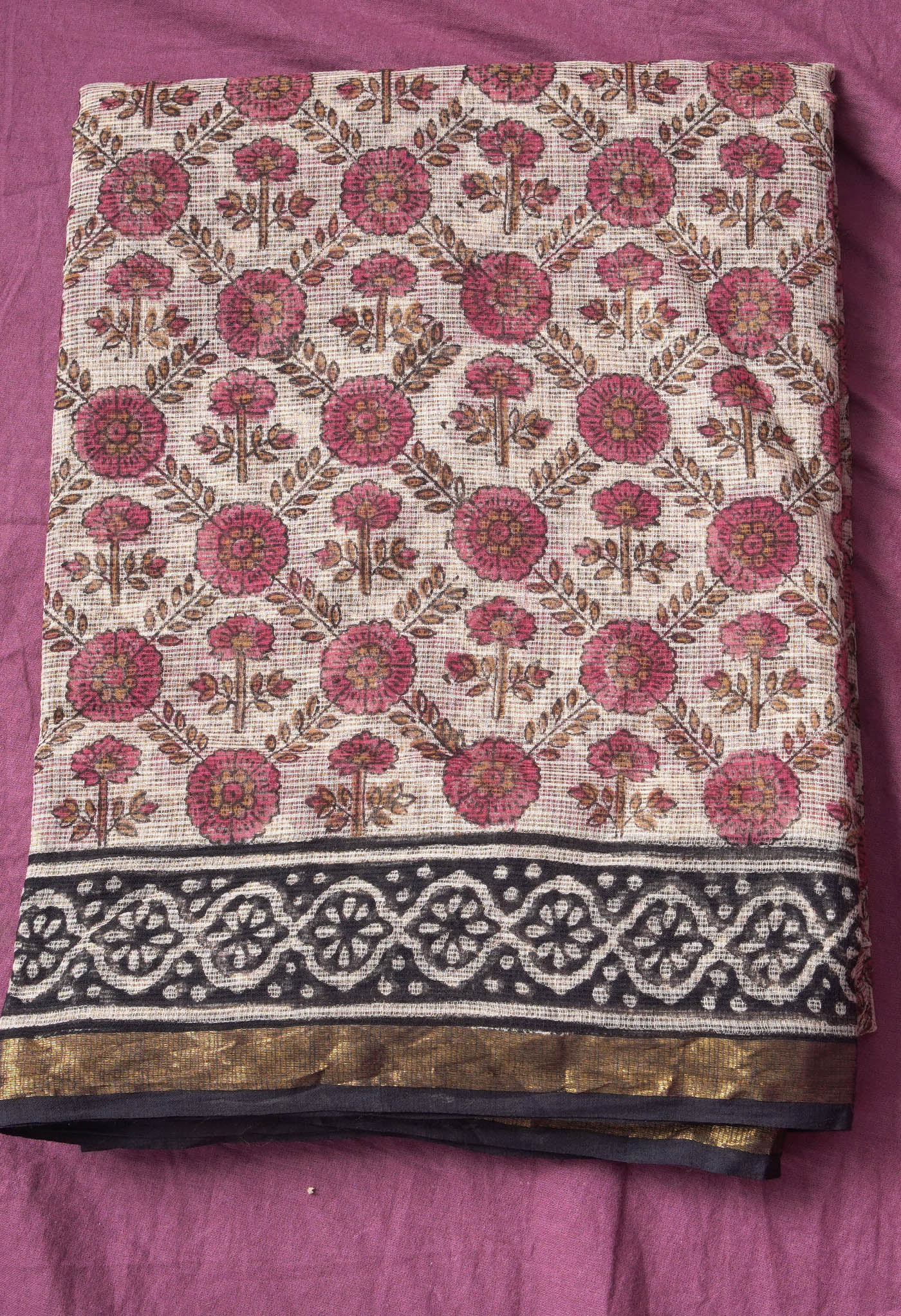 Pure Jaipur Bagru Block Printed Kota Cotton Saree-ULAC0001/71-4