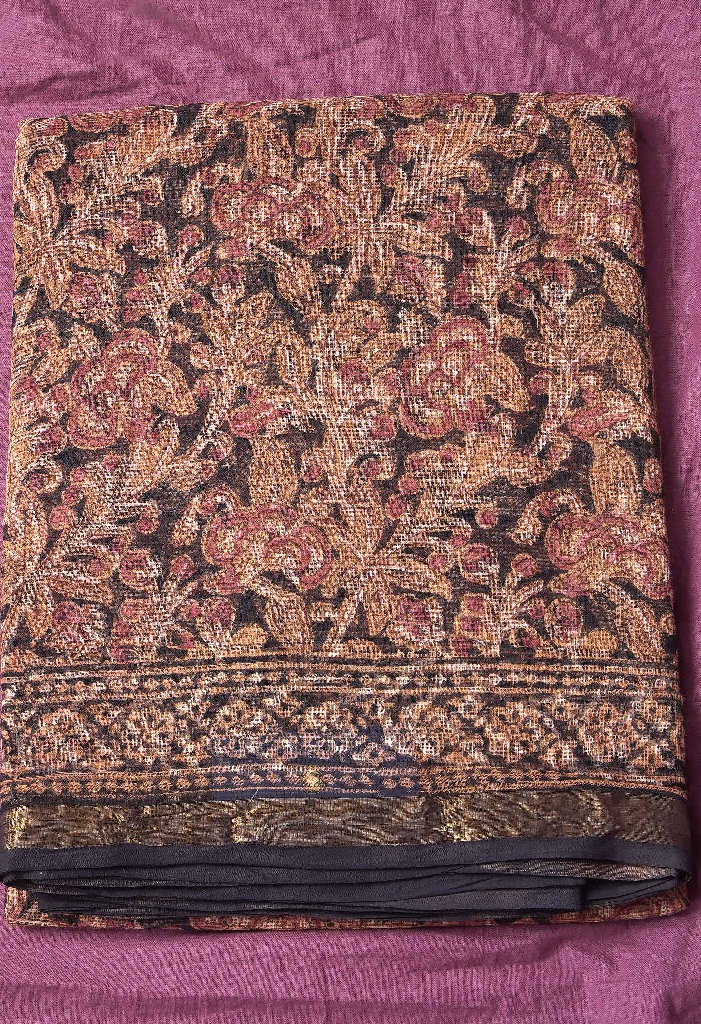 Pure Jaipur Bagru Block Printed Kota Cotton Saree-ULAC0001/71-48