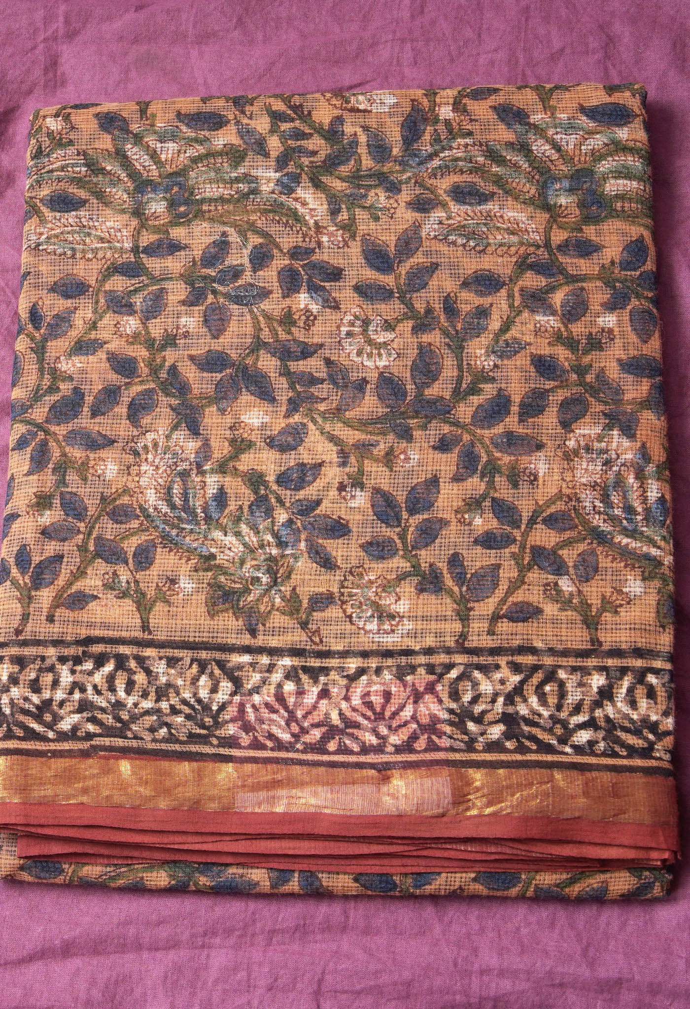 Pure Jaipur Bagru Block Printed Kota Cotton Saree-ULAC0001/71-55