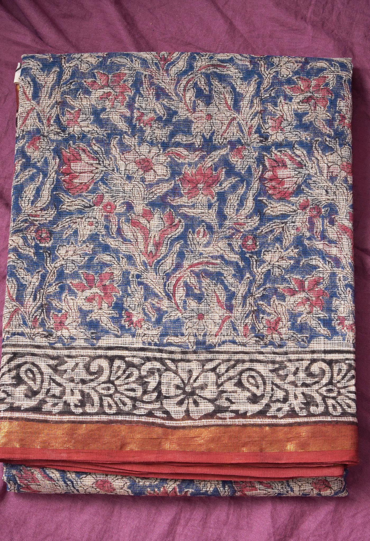 Pure Jaipur Bagru Block Printed Kota Cotton Saree-ULAC0001/71-70