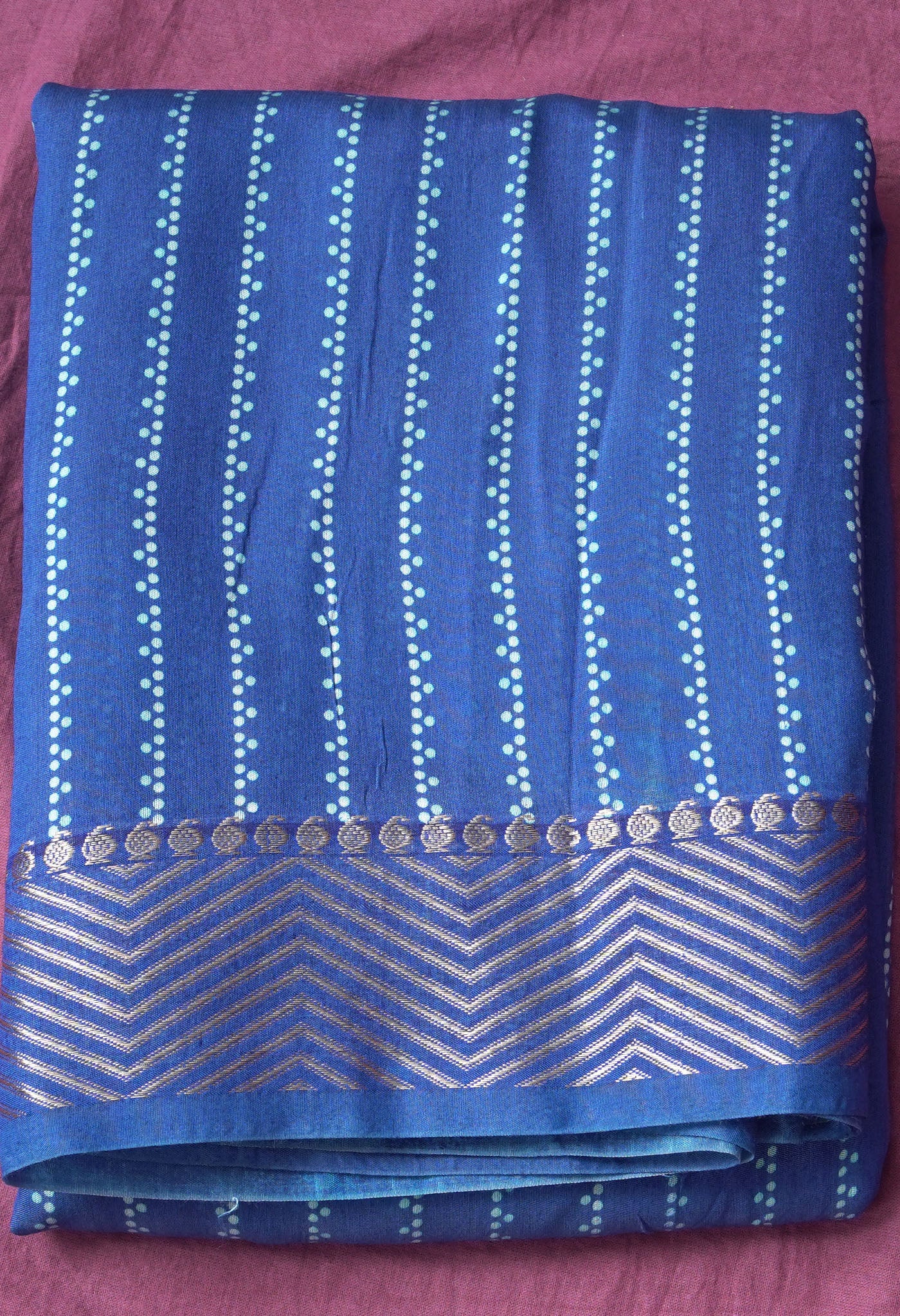 Pure Silver Zari Weaving Strips Chanderi Silk Saree-ULAC0005/9-7