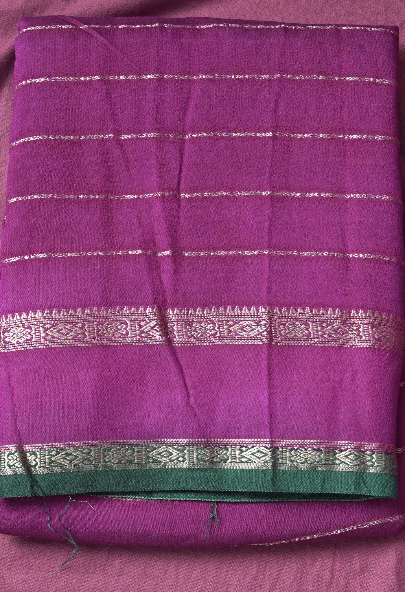 Pure Silver Zari Weaving Strips Chanderi Silk Saree-ULAC0005/9-8
