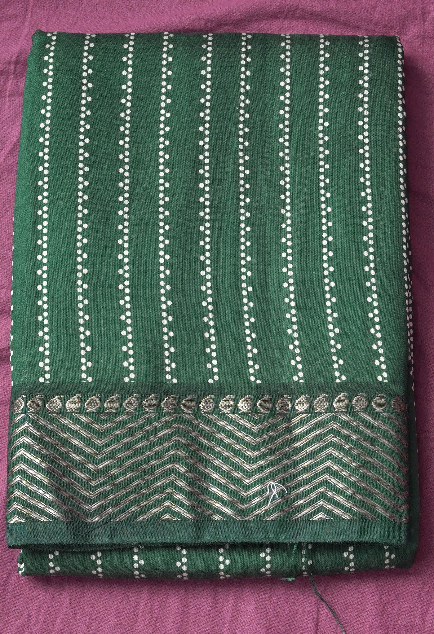 Pure Silver Zari Weaving Strips Chanderi Silk Saree-ULAC0005/9-9