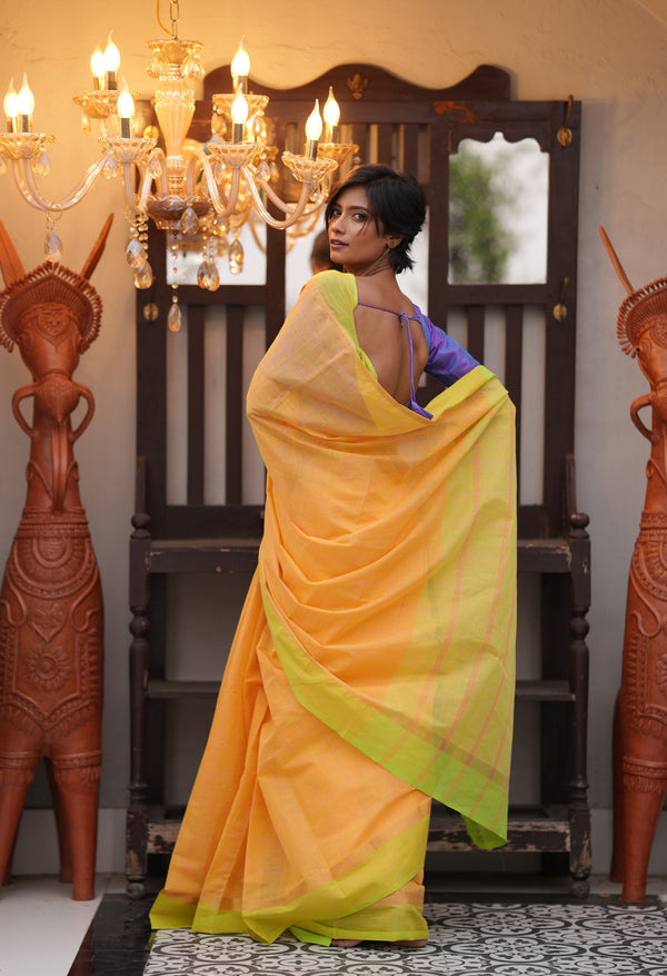 Orange Pure Pavani Mangalagiri Cotton Saree-UNM59888