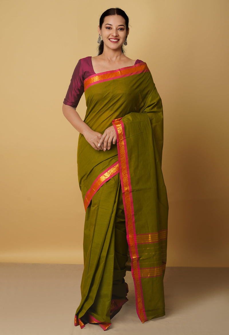 Green Pure Pavani Venkatagiri Cotton Saree-UNM65689