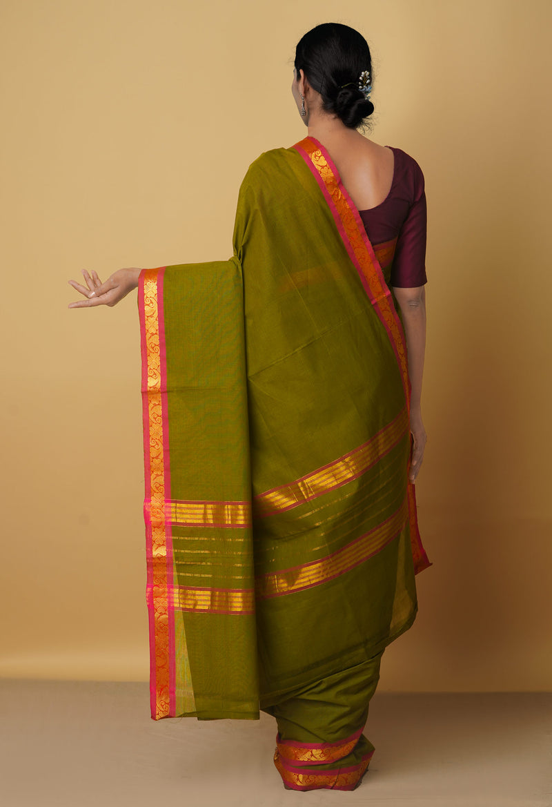 Green Pure Pavani Venkatagiri Cotton Saree-UNM65689