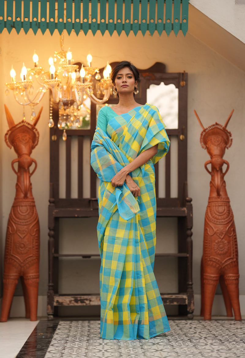Multi Pure Handloom Mangalagiri Cotton Saree-UNM70954