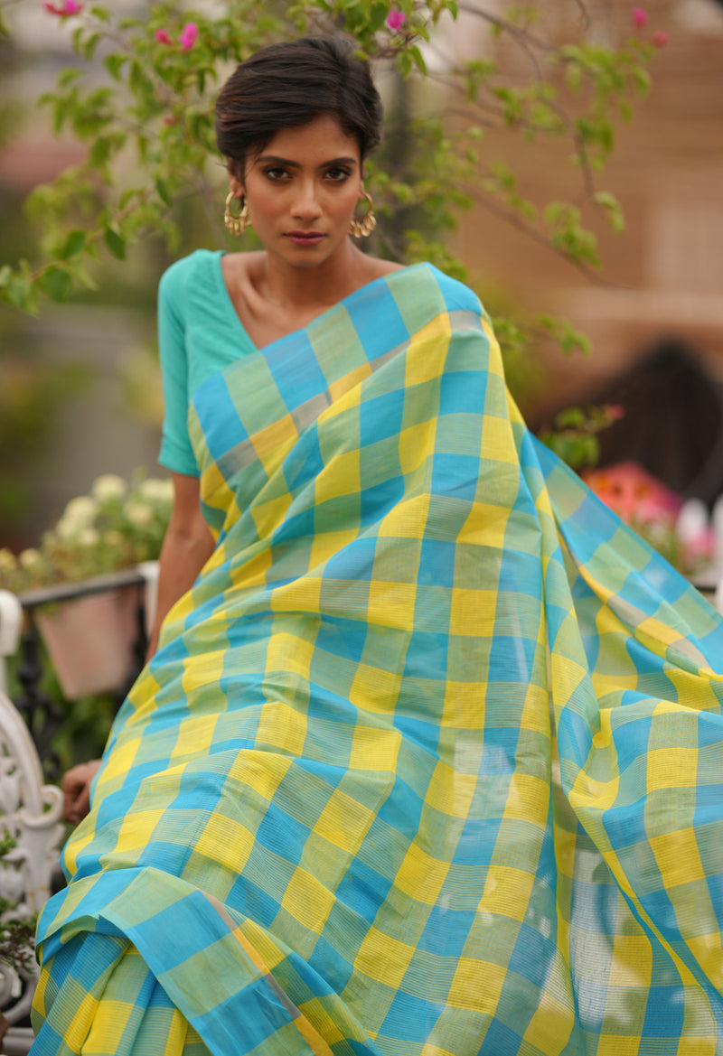Multi Pure Handloom Mangalagiri Cotton Saree-UNM70954