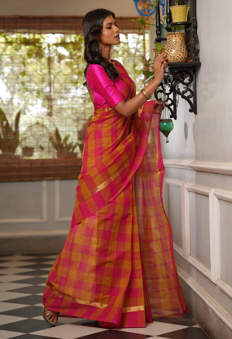 Multi Pure Handloom Mangalagiri Cotton Saree-UNM70955
