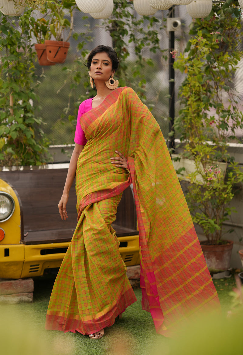 Multi Pure Handloom Mangalagiri Cotton Saree-UNM70961