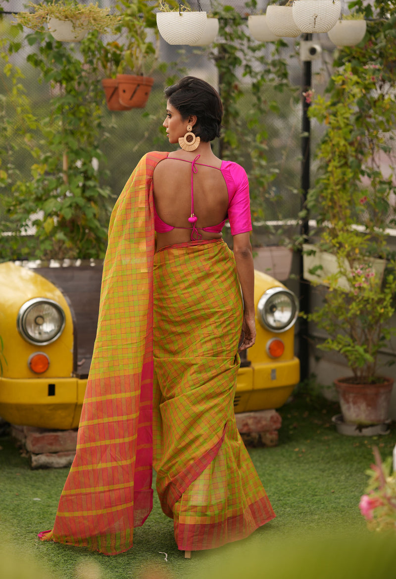 Multi Pure Handloom Mangalagiri Cotton Saree-UNM70961