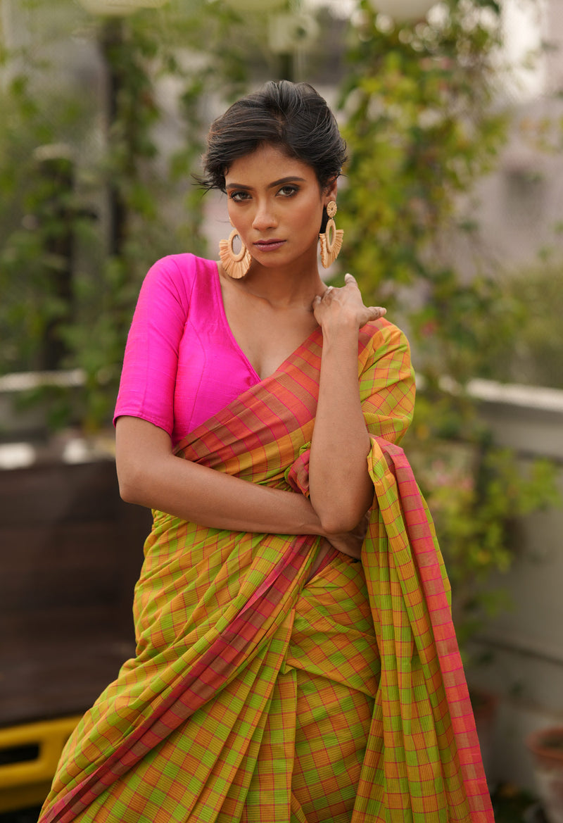Multi Pure Handloom Mangalagiri Cotton Saree-UNM70961