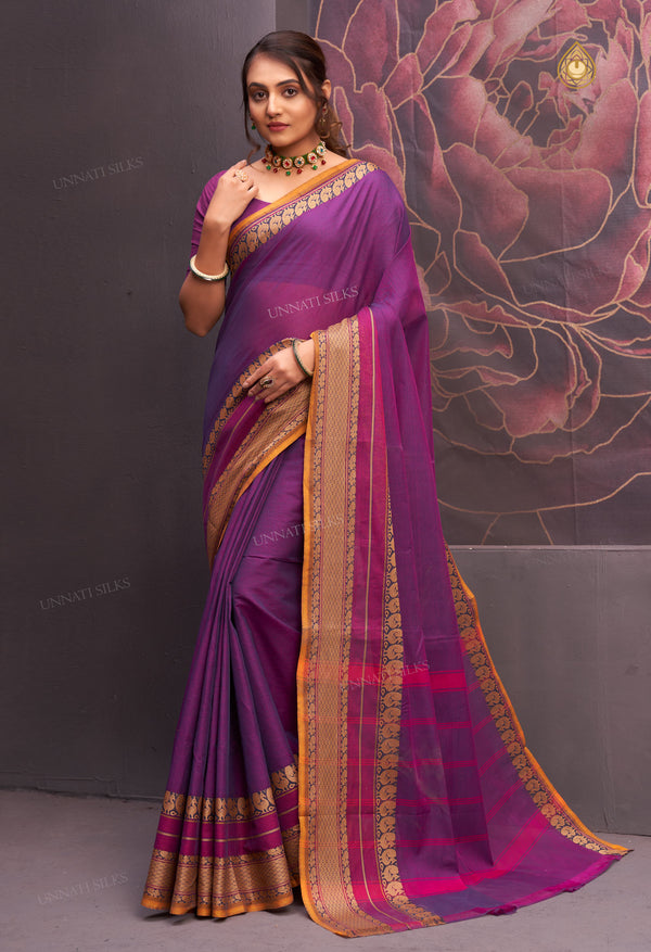 Purple Pure  Pavani Handcrafted Kanchi Cotton Saree-UNM71860
