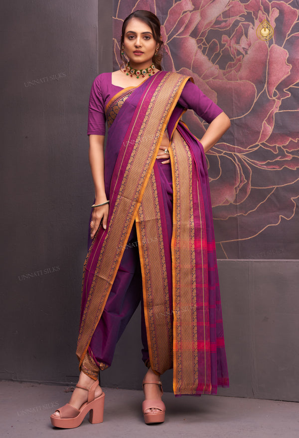 Purple Pure  Pavani Handcrafted Kanchi Cotton Saree-UNM71860
