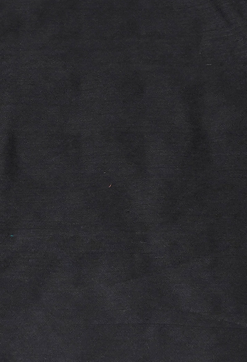Black Pure Handloom Dupion Bengal Sico Saree-UNM72147