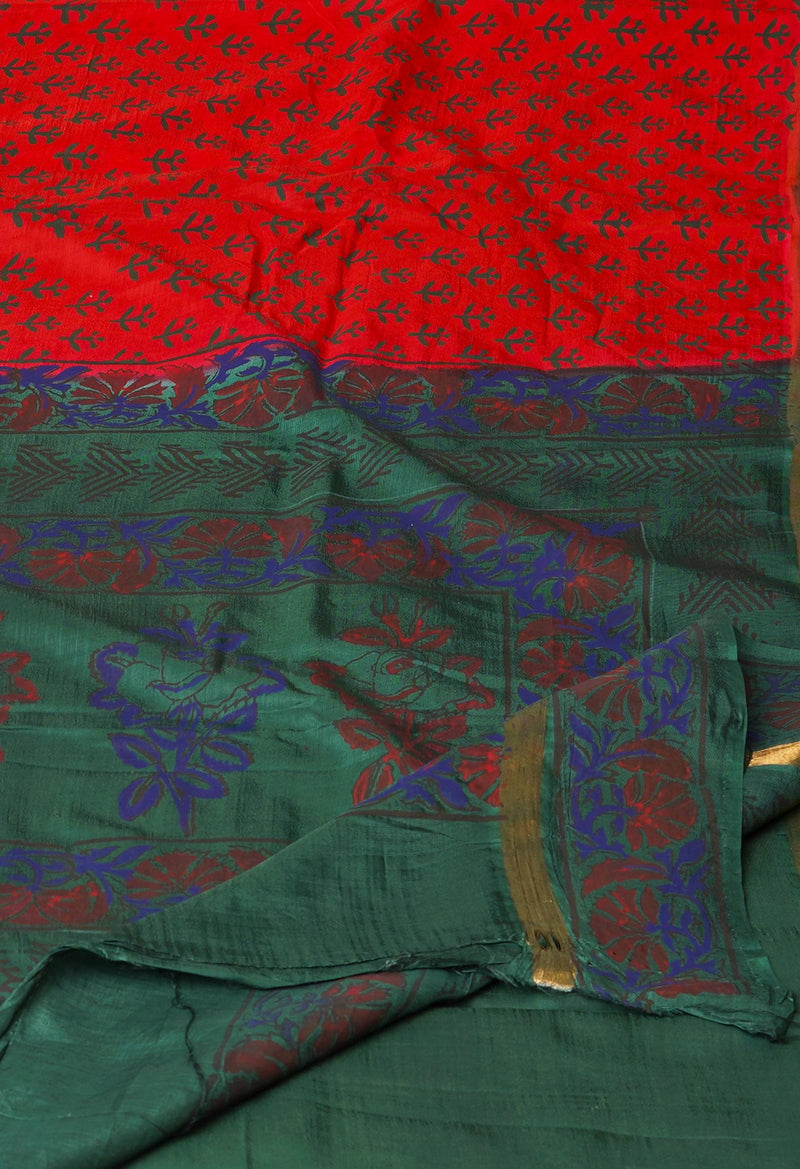 Red  Dyed Printed Summer Bangalore Soft Silk Saree-UNM72759