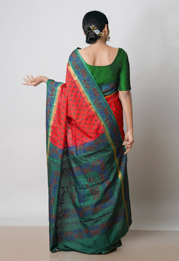 Red  Dyed Printed Summer Bangalore Soft Silk Saree-UNM72761