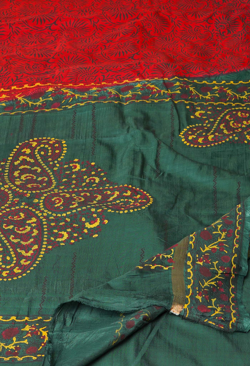 Red  Dyed Printed Summer Bangalore Soft Silk Saree-UNM72761