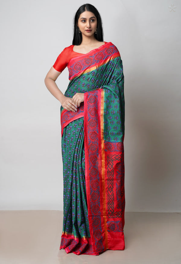 Green  Dyed Printed Summer Bangalore Soft Silk Saree-UNM72767