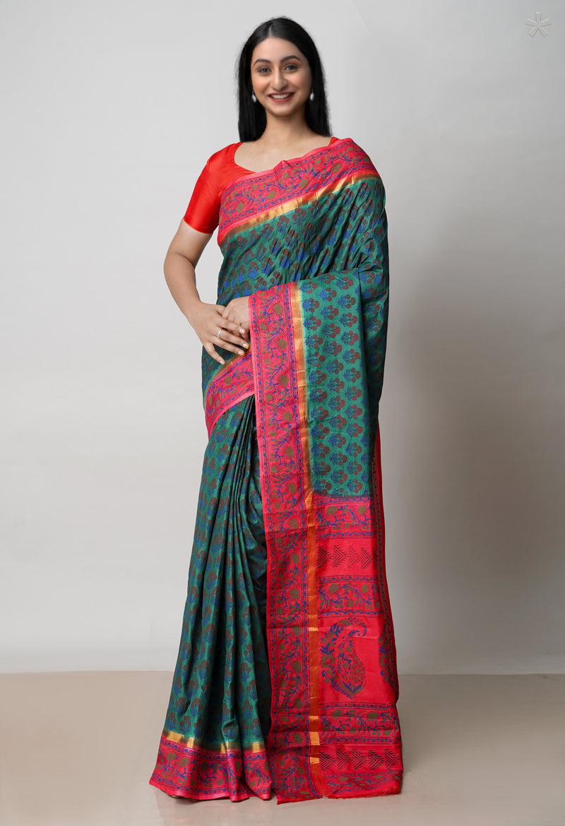 Green  Dyed Printed Summer Bangalore Soft Silk Saree-UNM72771