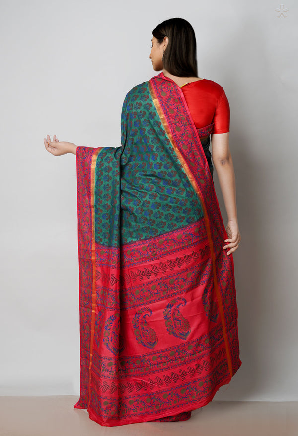 Green  Dyed Printed Summer Bangalore Soft Silk Saree-UNM72771