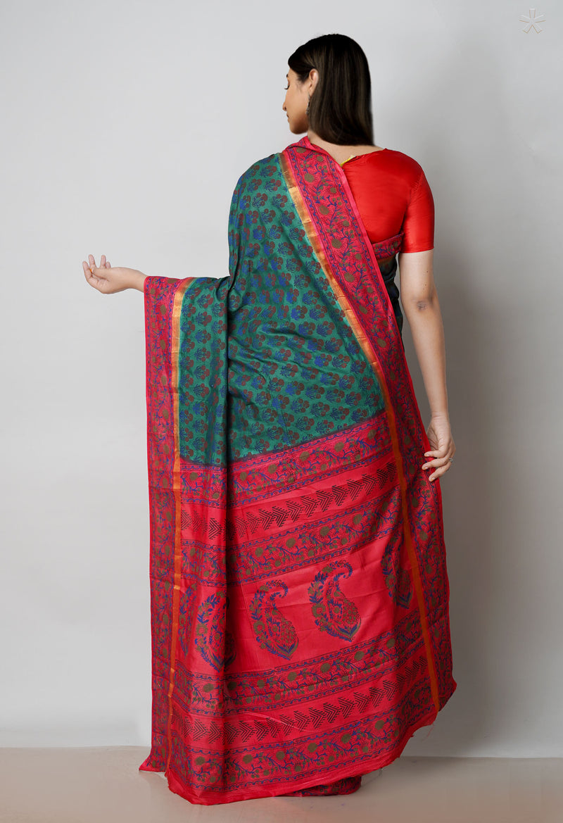 Green  Dyed Printed Summer Bangalore Soft Silk Saree-UNM72771