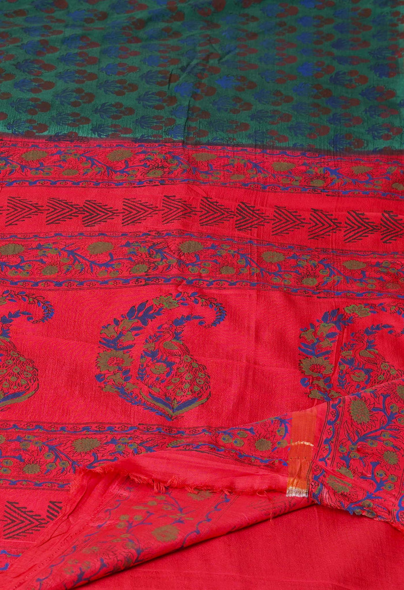 Green  Dyed Printed Summer Bangalore Soft Silk Saree-UNM72771
