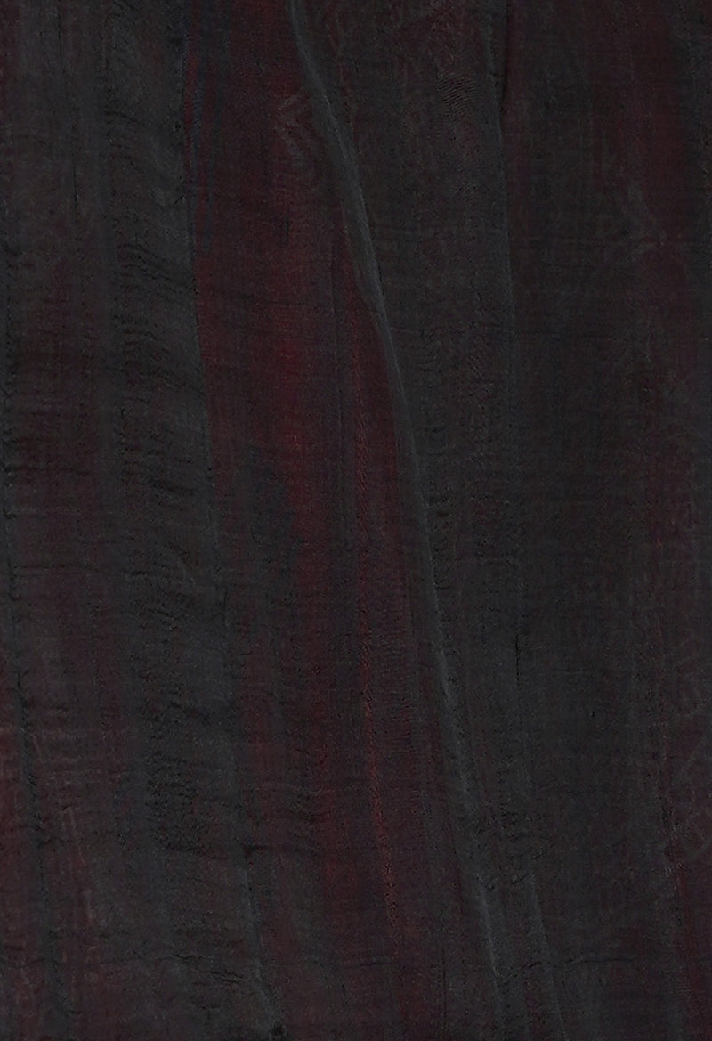 Red-Black Pure Handloom Block Printed Mysore Silk Saree-UNM72816