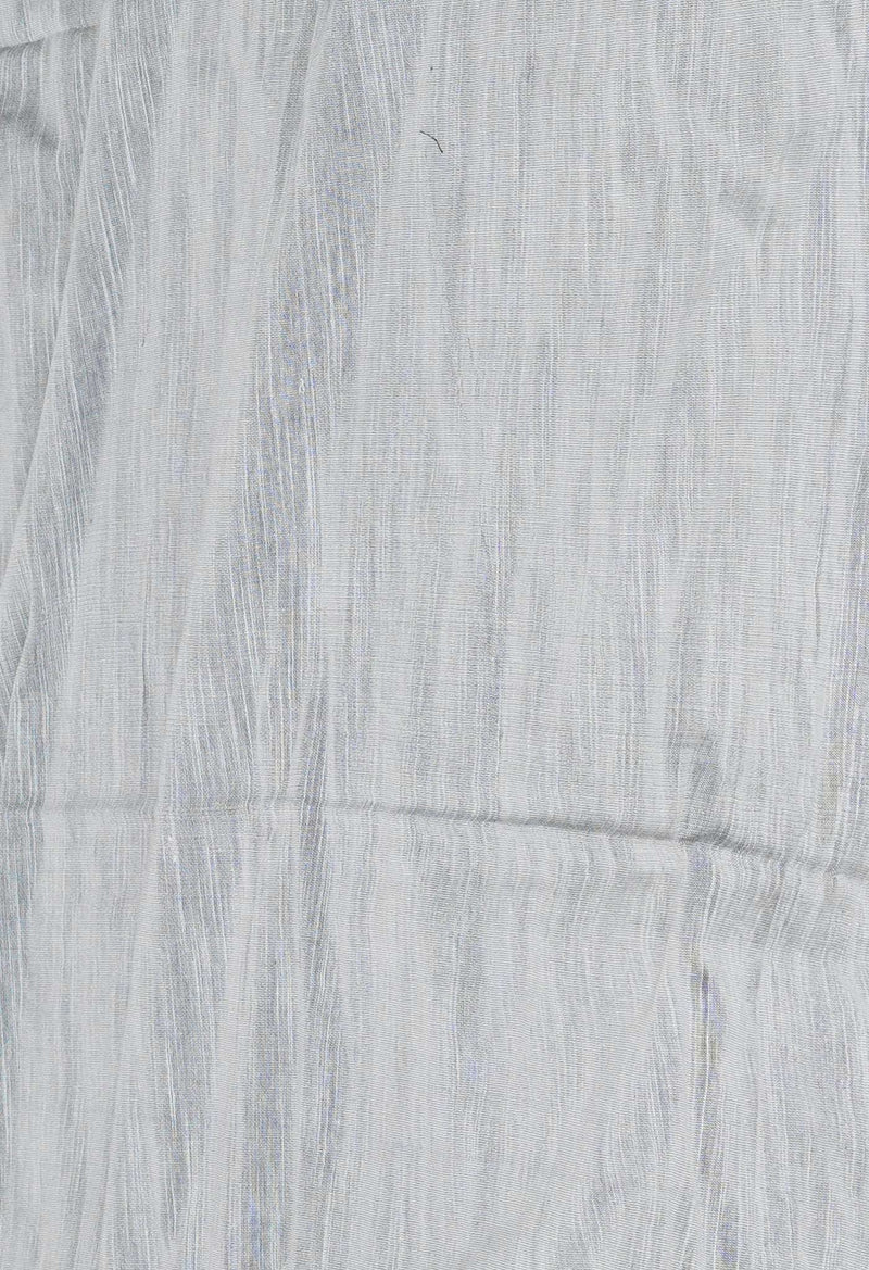 Pale Grey Pure Plain Cotton Linen Saree With Tassels-UNM72838