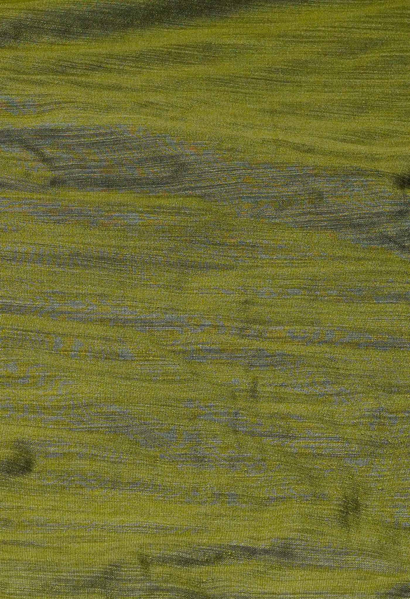 Mehndi Green Pure Plain Cotton Linen Saree With Tassels-UNM72841