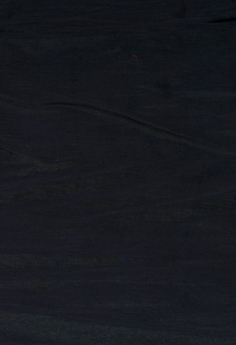 Olive Green-Black Pure  Plain With Contrast Pallu Cotton  Linen Saree With Tassels-UNM72856