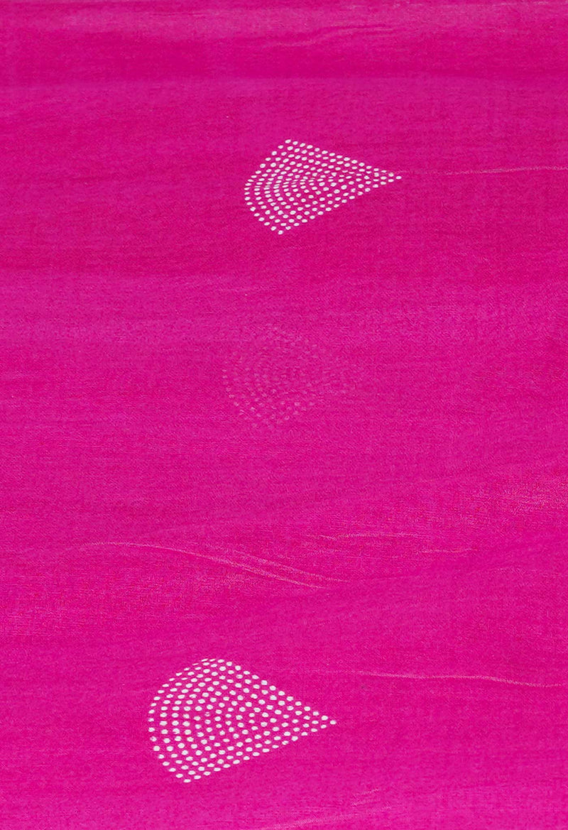 Pink  Block Printed Chanderi Cotton Silk Saree-UNM72886