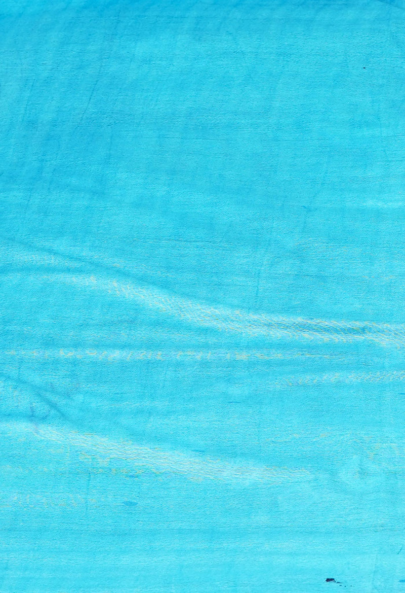 Navy Blue-Blue  Batik Printed Chanderi Sico Saree-UNM72991